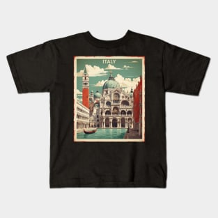 Saint Marks Basilica and Doges Palace Italy Vintage Tourism Travel Poster Kids T-Shirt